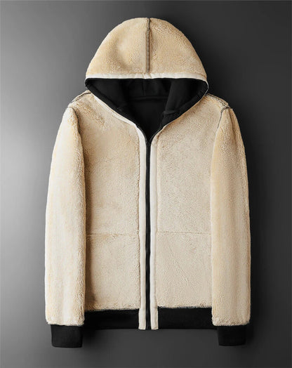 Winter Warm Thicken Coats Lambswool Men Jackets Casual Sports Fleece Coat Hooded Black Navy Blue