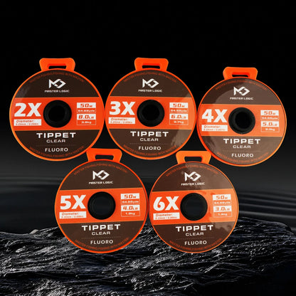 MASTER LOGIC 5Pcs (2X 3X 4X 5X 6X) Fluorocarbon Fly Fishing Tippet Line with Spool Tenders 32 Yards 55 Yards  Fly Tippet Line