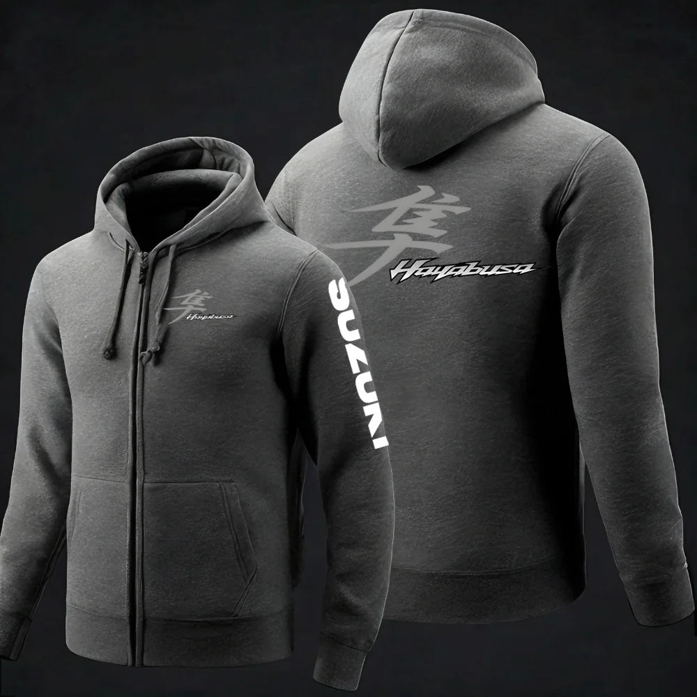 2025 Spring and Autumn Suzuki Hayabusa Logo Super Motorcycle Sweatshirt Jacket Work Commuter Men's Hoodie Zipper Hoodie